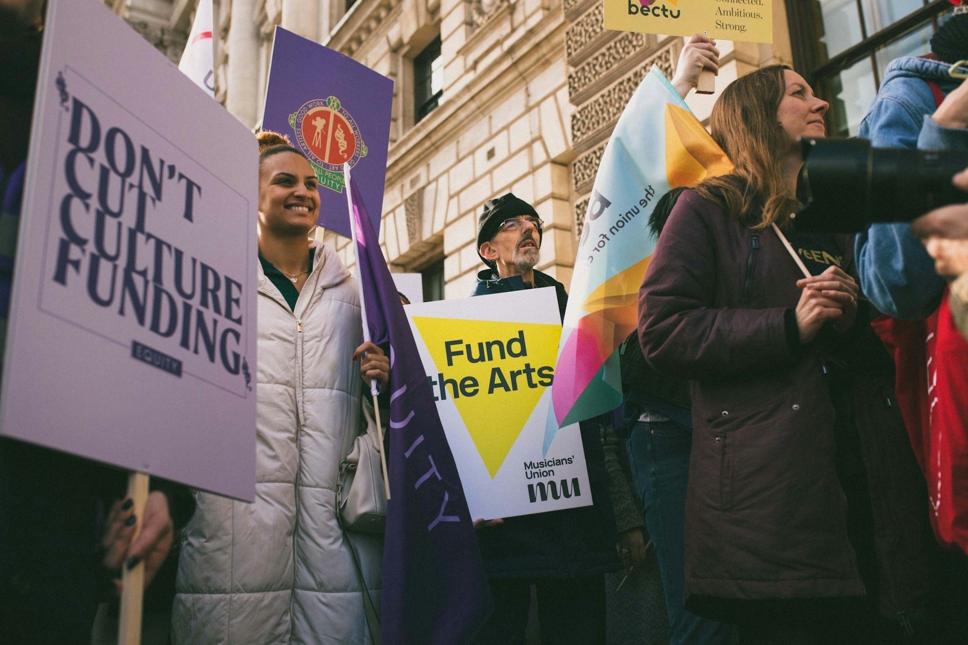 Protestors gather to oppose brutal cuts to arts funding