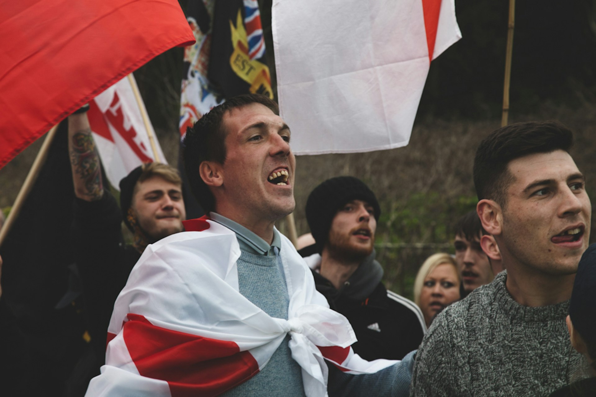 Photos of neo-Nazis marching through Dover to protest refugees arriving in England