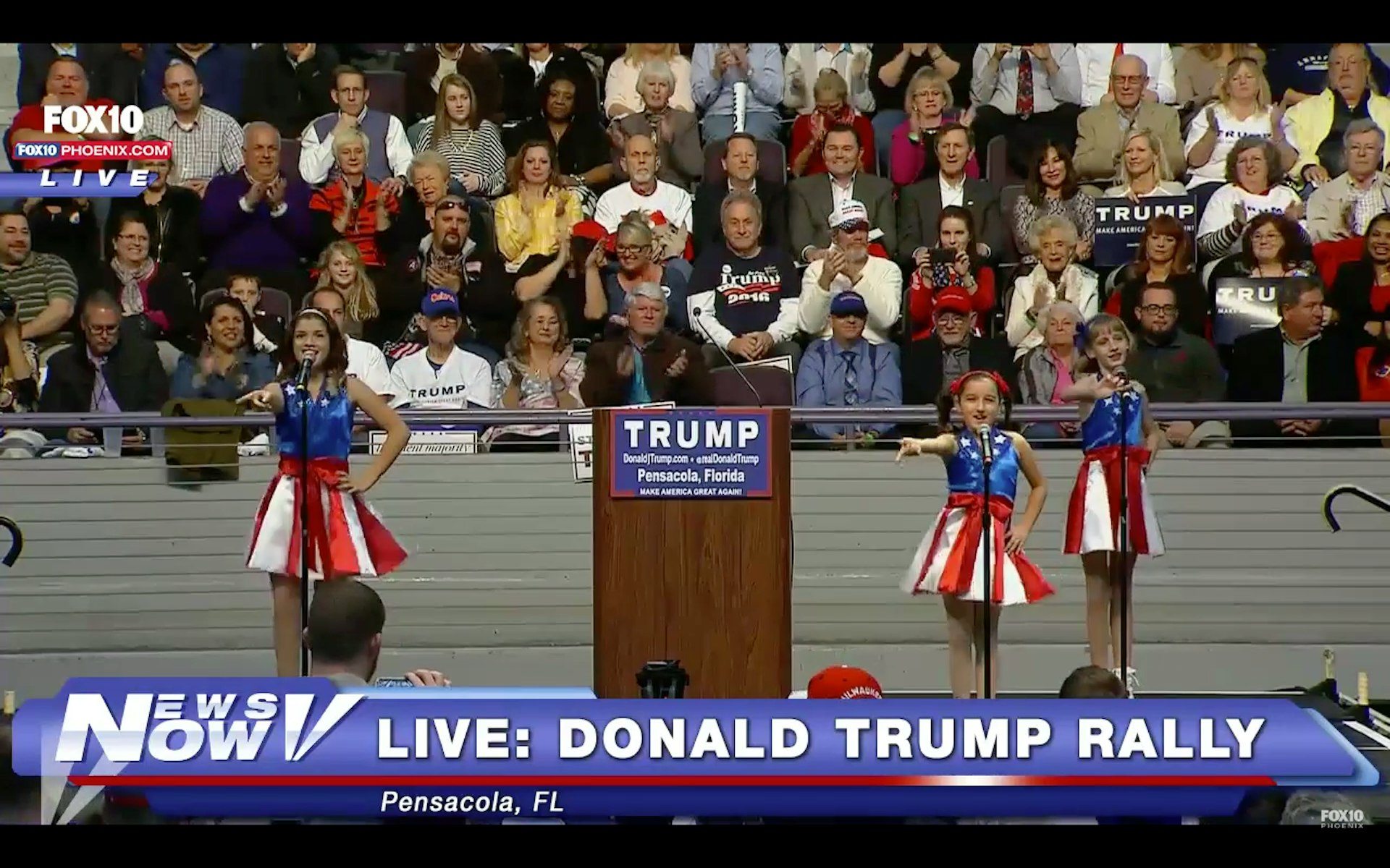 Video: Pre-teen dance troupe perform pro-Trump jingle at Florida rally