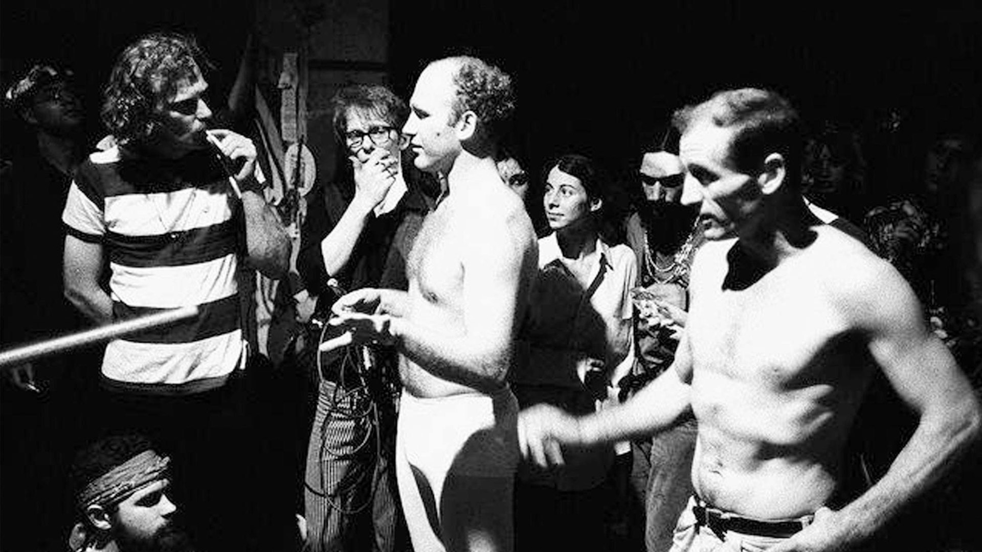 Ken Kesey and Neal Cassady bare their chests during the Merry Pranksters’ Acid Test Graduation. Photo by Ted Streshinsky, Corbis