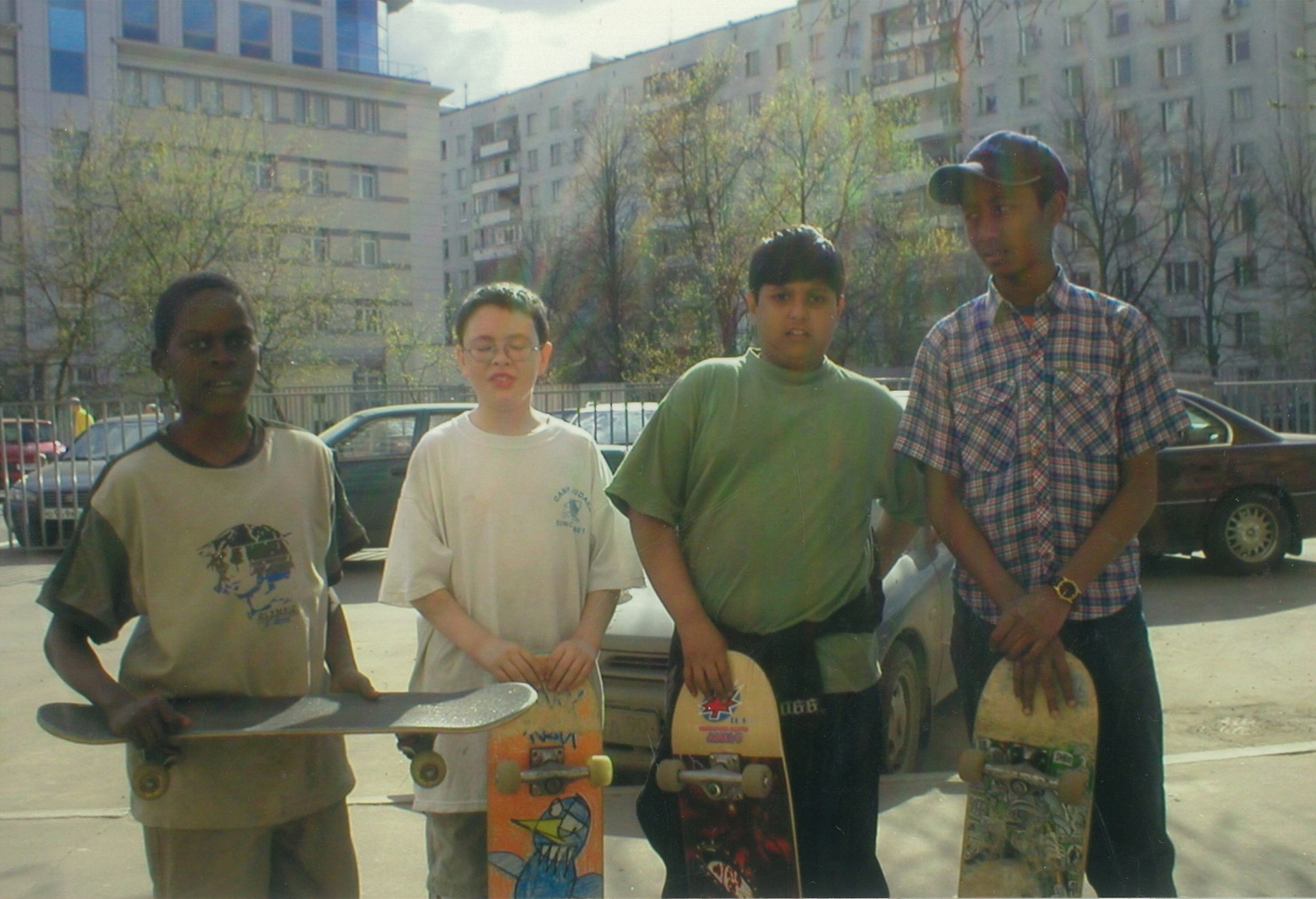 Elijah with his first skate crew in Moscow.