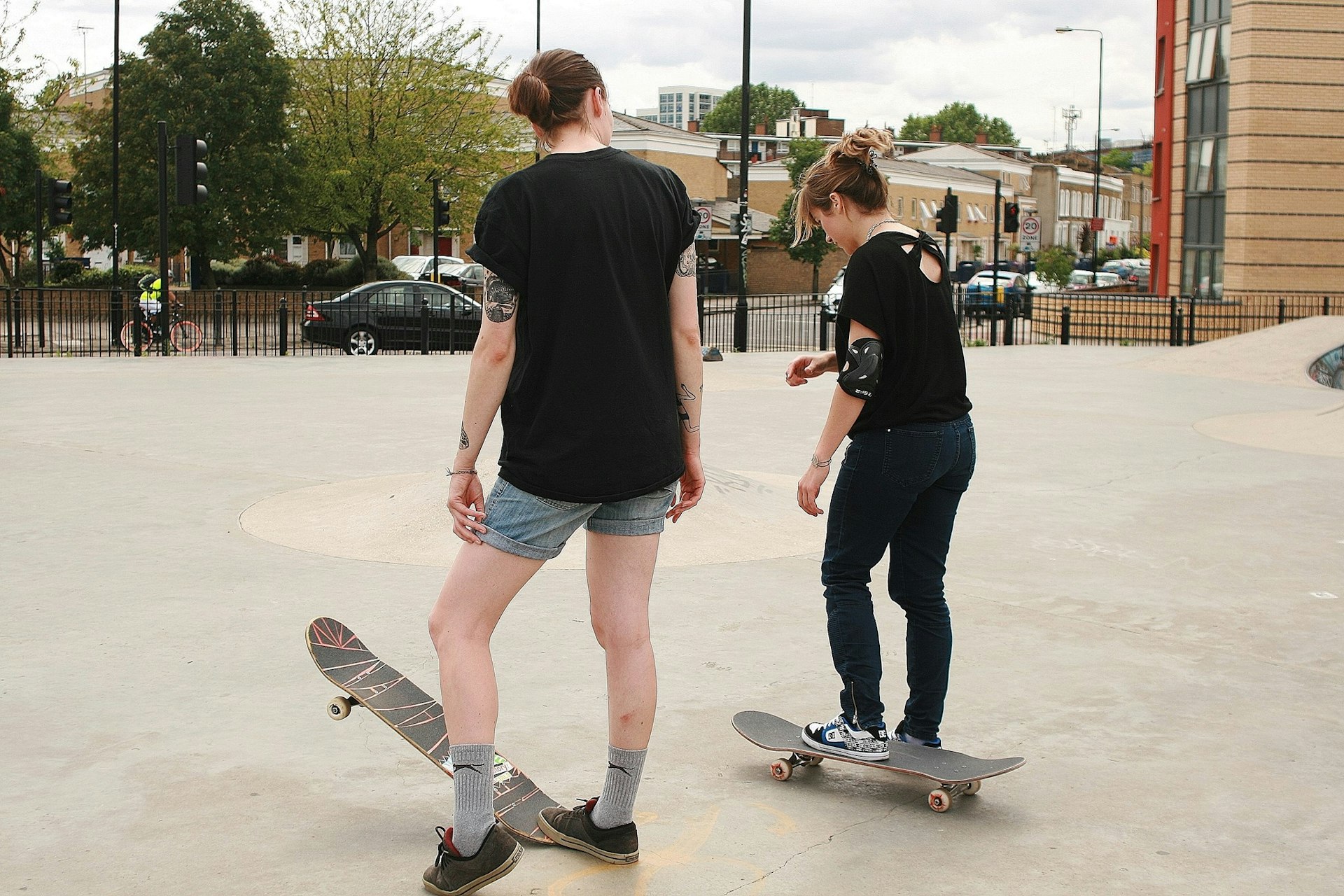 Boardettes skate school at Mile End skate park, London.