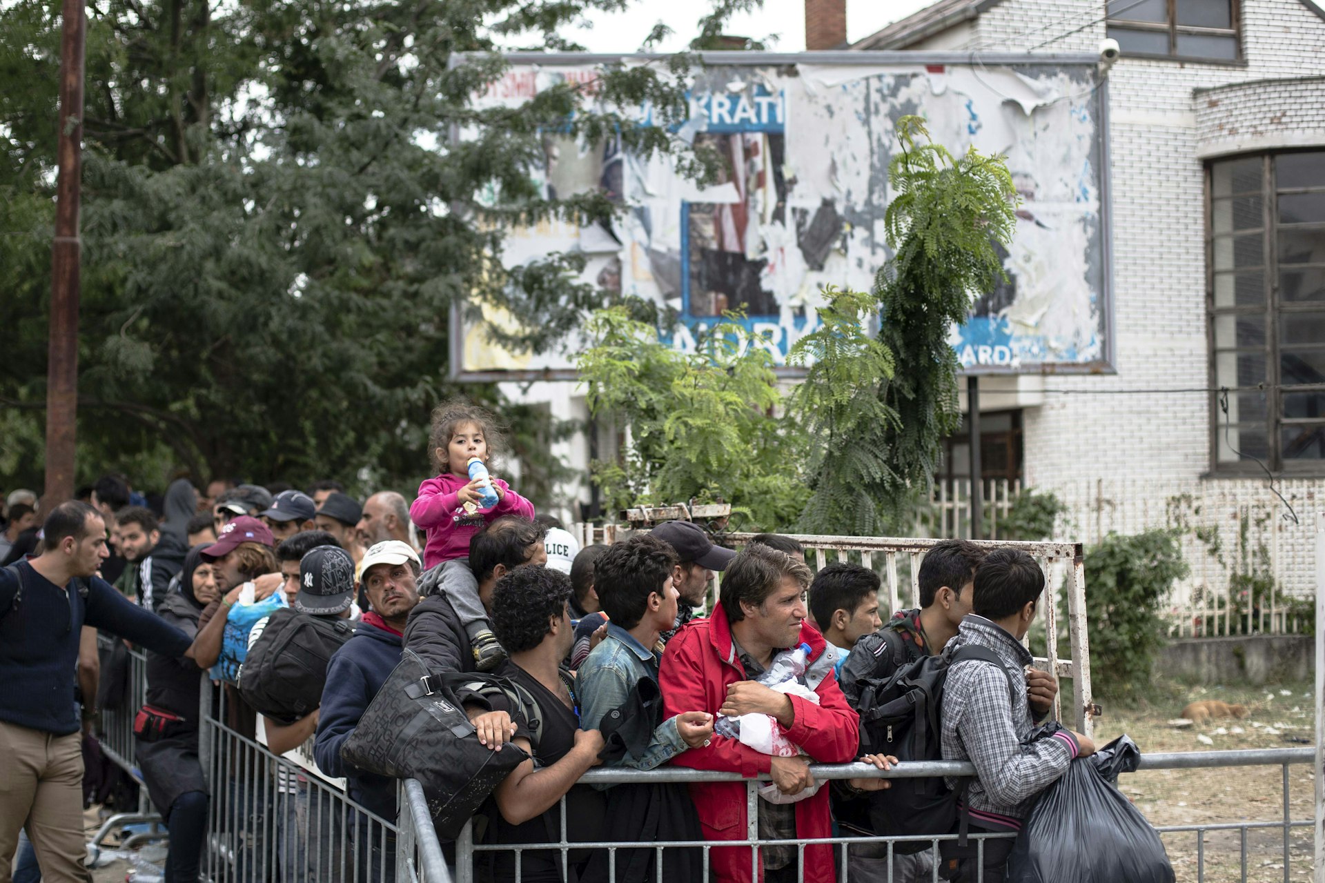Refugees from various countries at wait for regristration in Serbia.