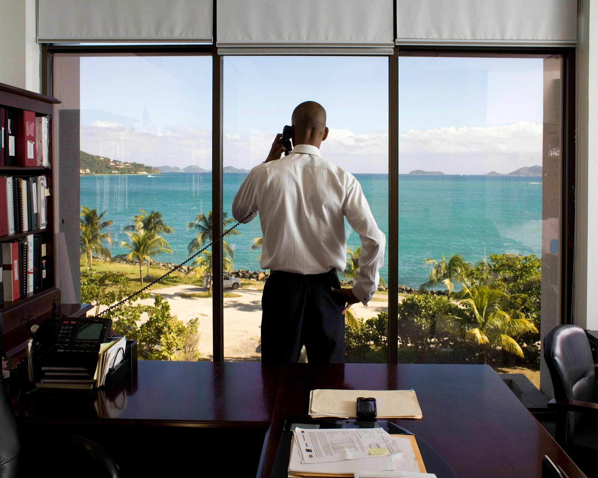British Virgin Islands Finance Secretary Mr. Neil M. Smith in his office. There are more then 800,000 companies based in the BVIs but only 28,000 inhabitants.