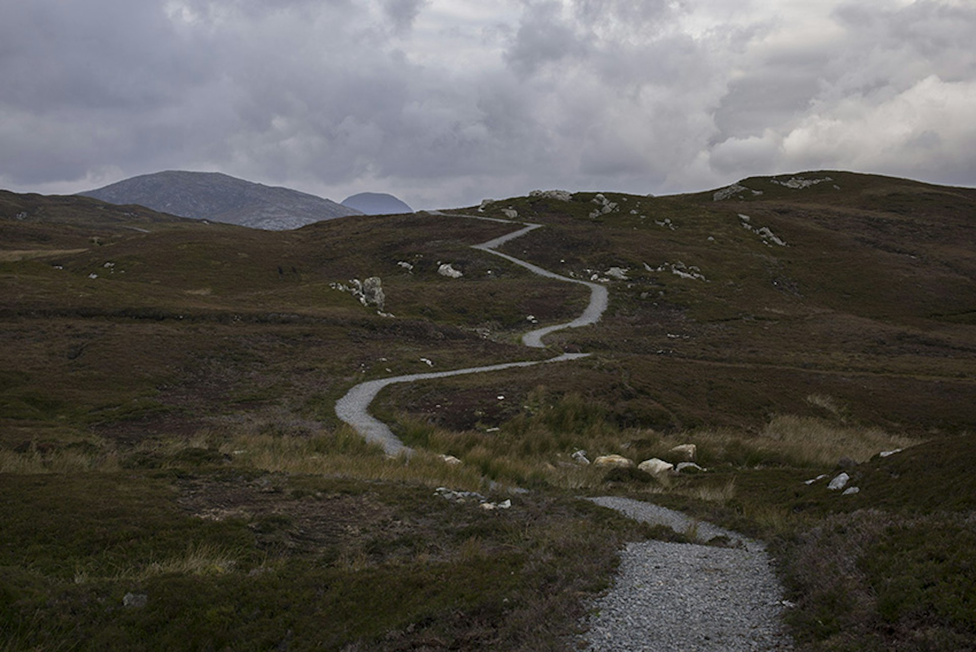 Scotland. Isle of Harris, Outer Hebrides. The path leading to the Scalpay lighthouse. 2015