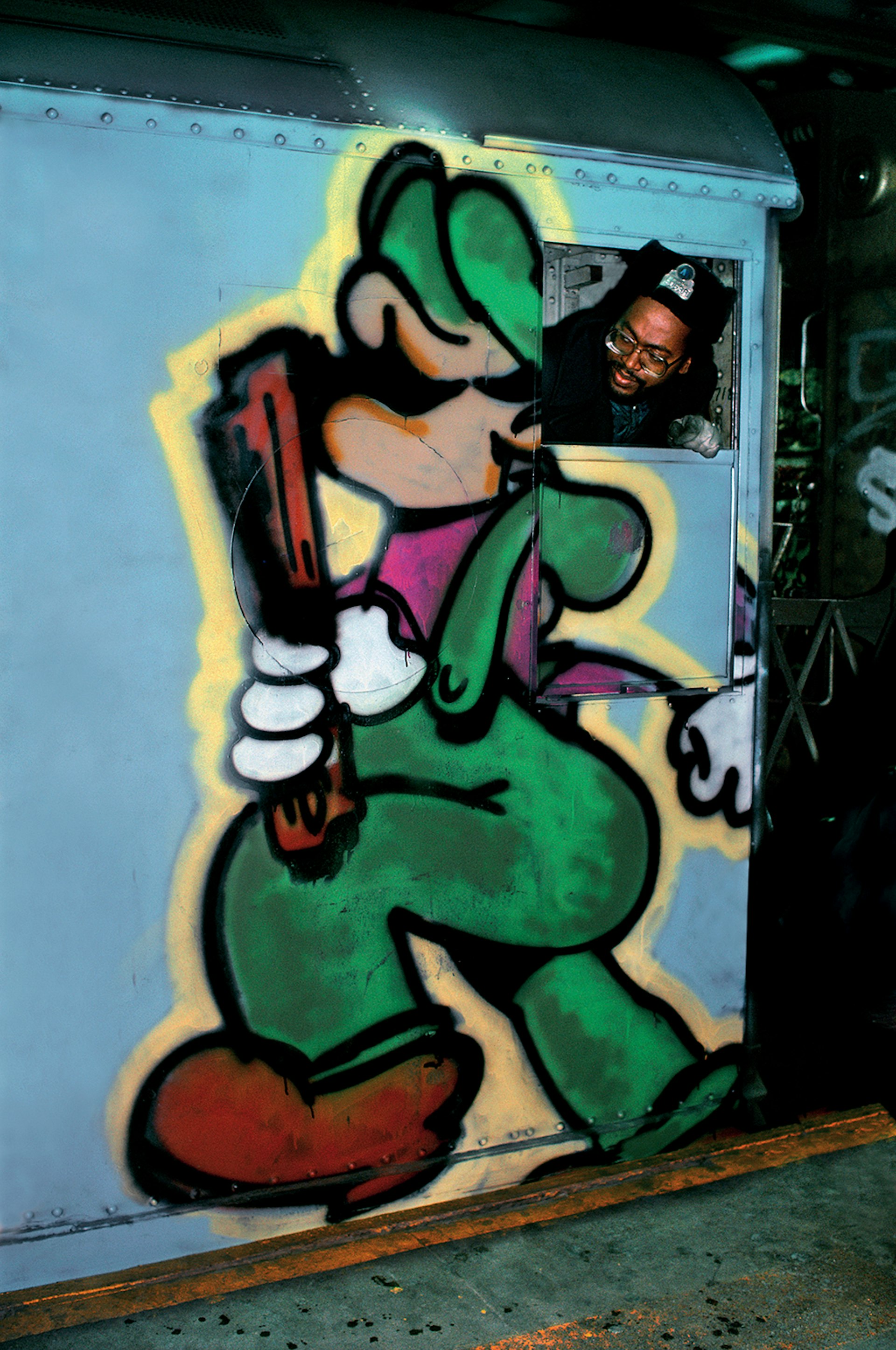 Mario character from Nintendo’s early Donkey Kong video game, by Son 1 and Rem, Manhattan, 1983. Photograph: Martha Cooper
