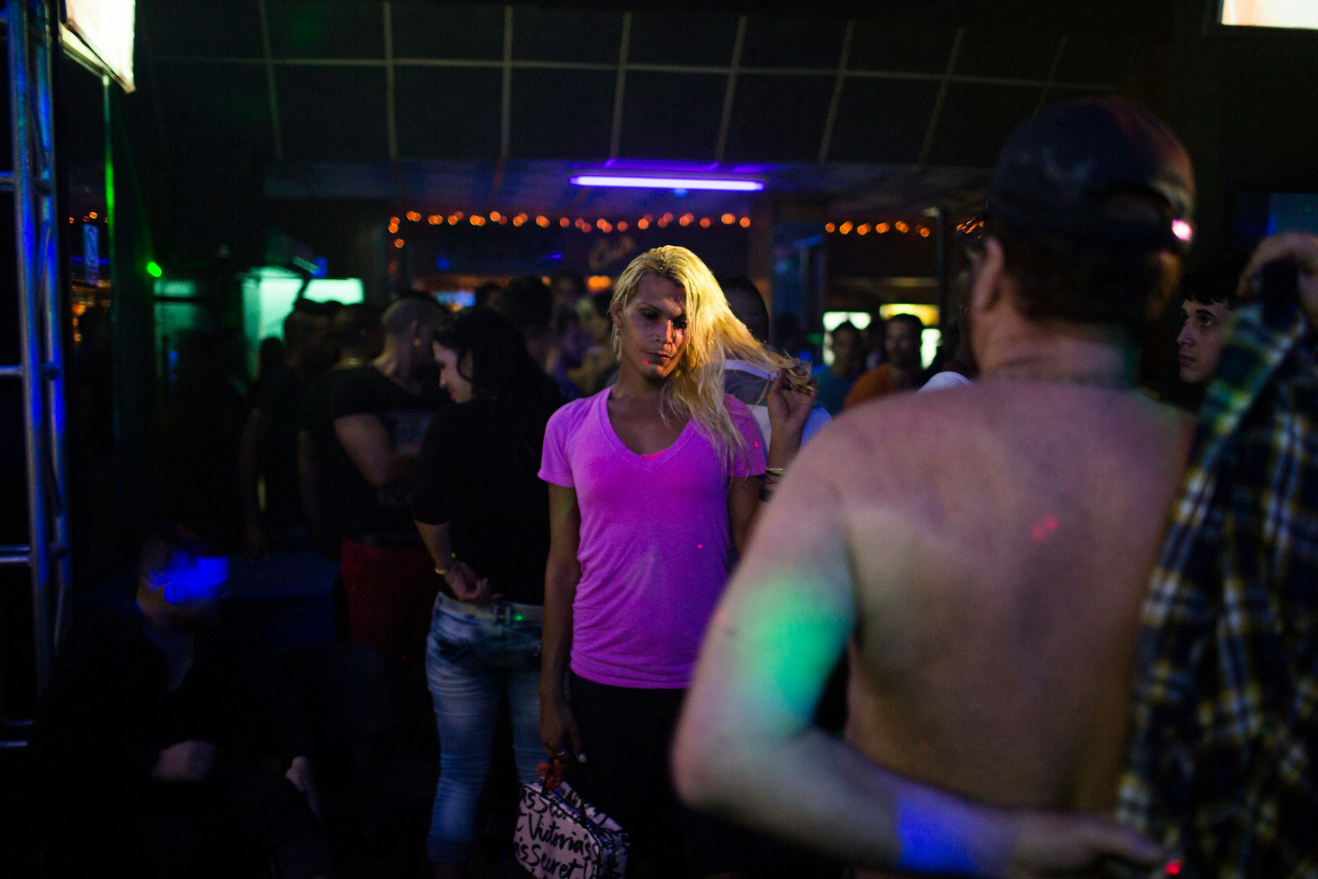 Victoria, 27, a trans woman with her American boyfriend at Karabali