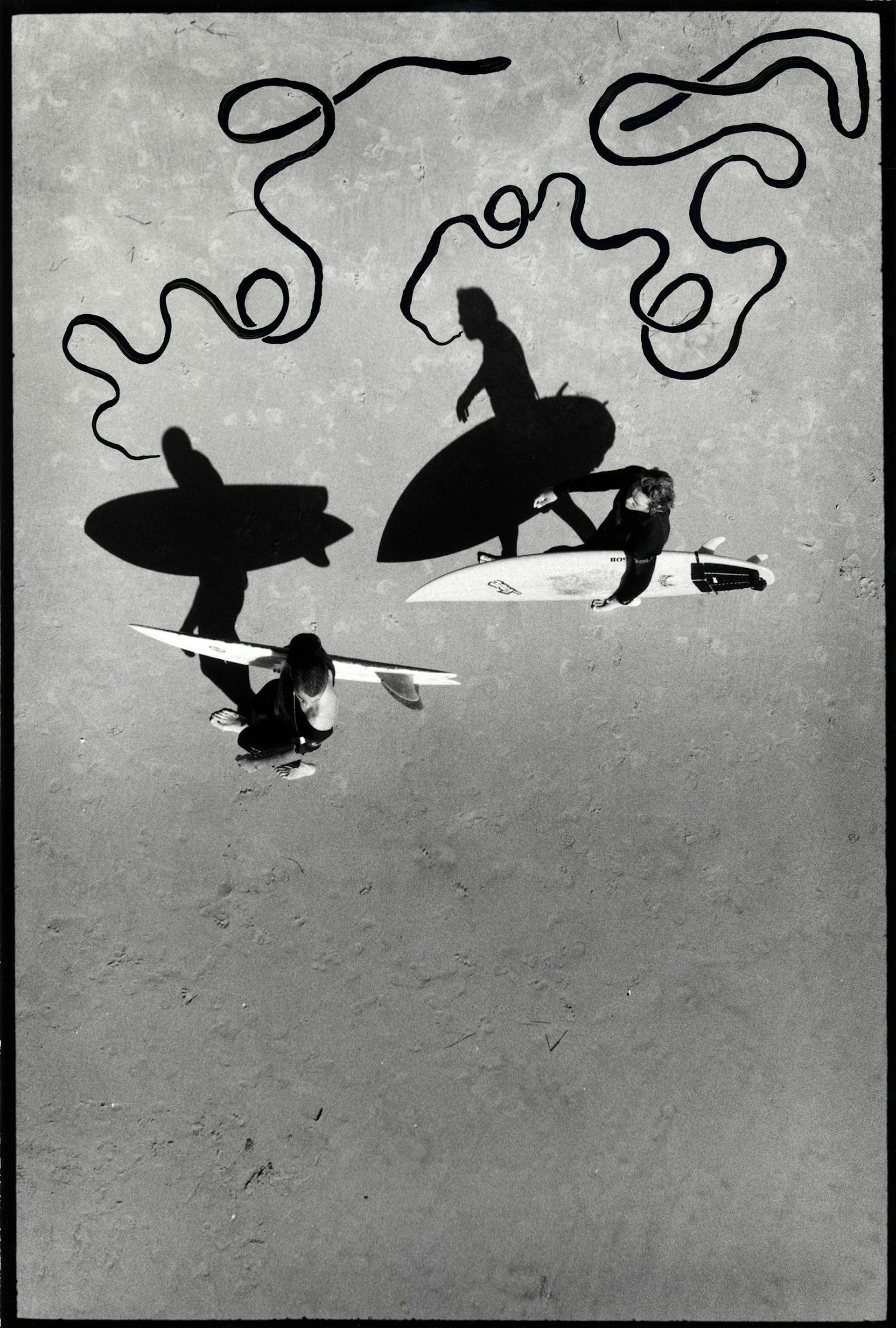 Surfers-and-shadows-from-Pier-HB-art