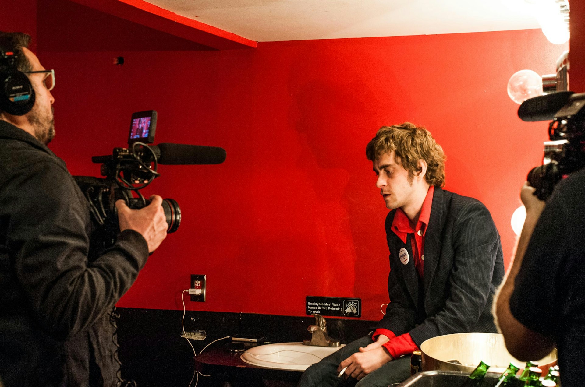 Saul being interviewed at Le Poisson Rouge, New York.
