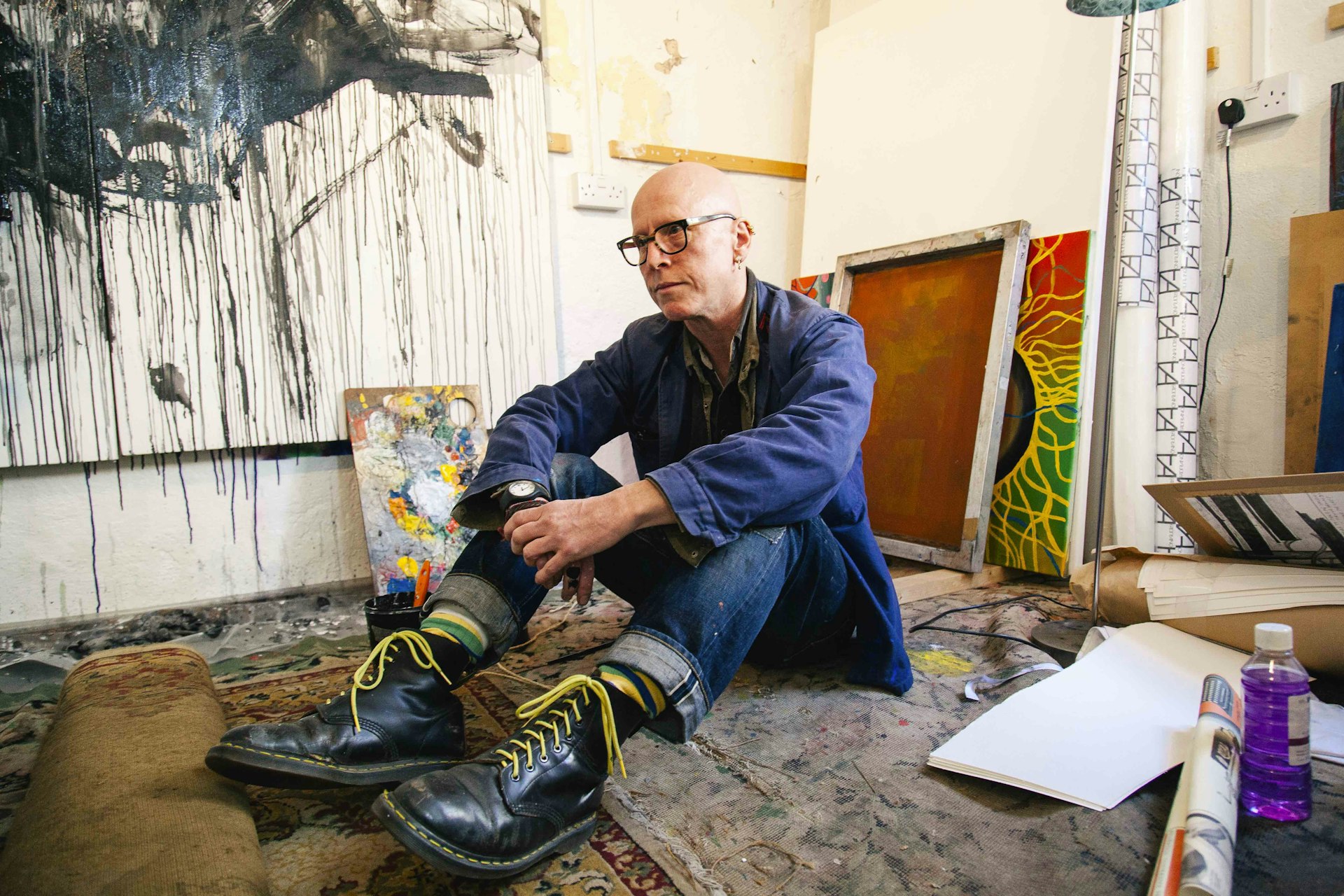 Stanley Donwood at his studio in Bath for Huck Magazine.