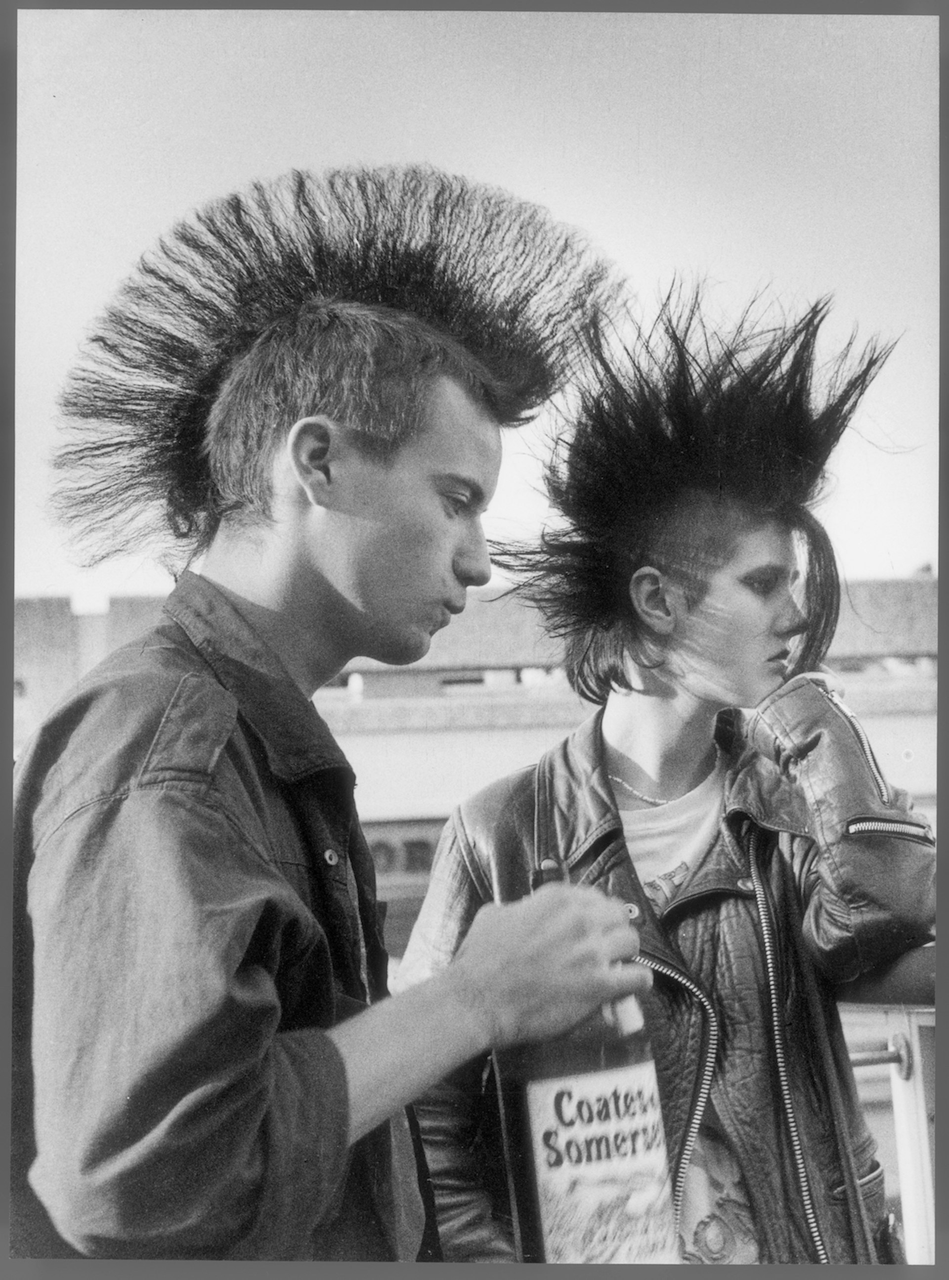 Shirley Baker: 'Two punks drinking cider, Stockport.' 1983.