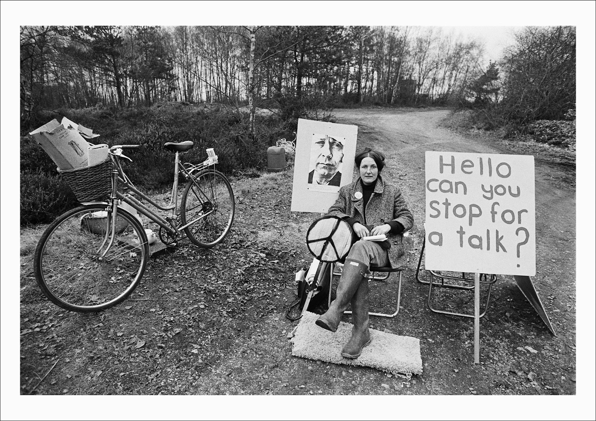 A picket mounted by the Women’s Peace Camp at RAF/USAF Greenham Common, Berkshire (1982)
