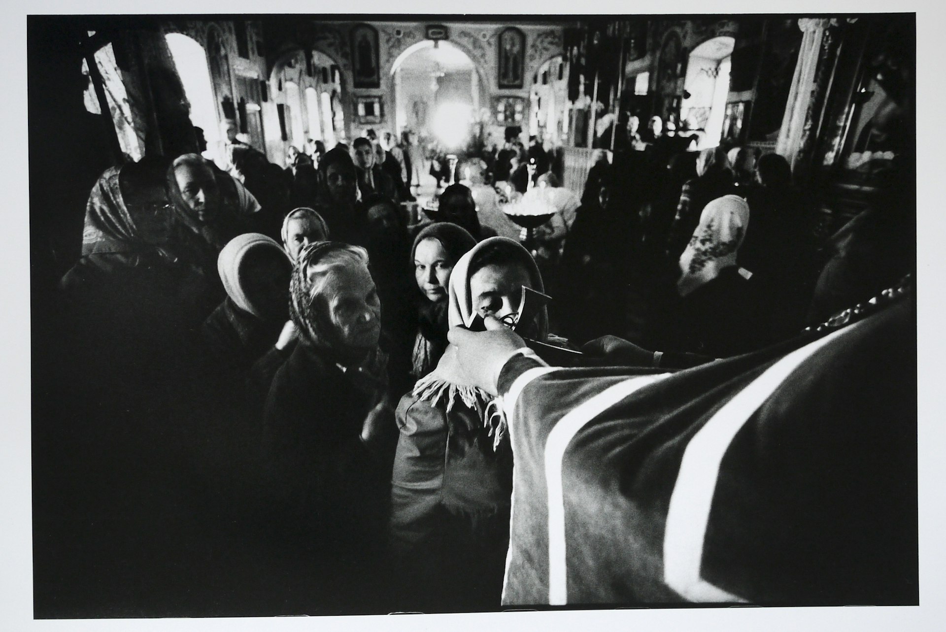 Worshipers at a Russian Orthodox cathedral, December 1992.
