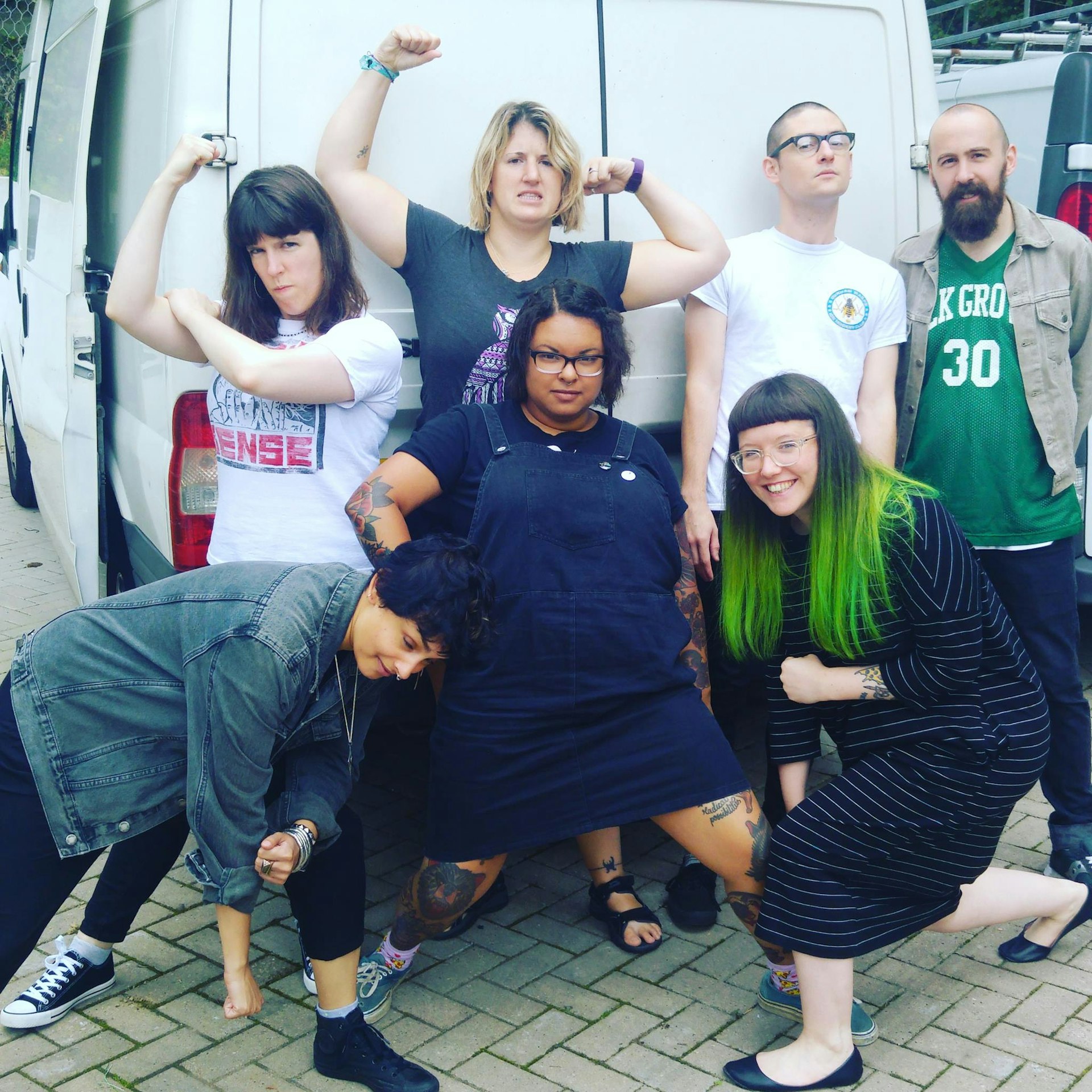 Little Fists and Fight Rosa Fight! on tour with their driver JC. Photo by Kate Rosanne.