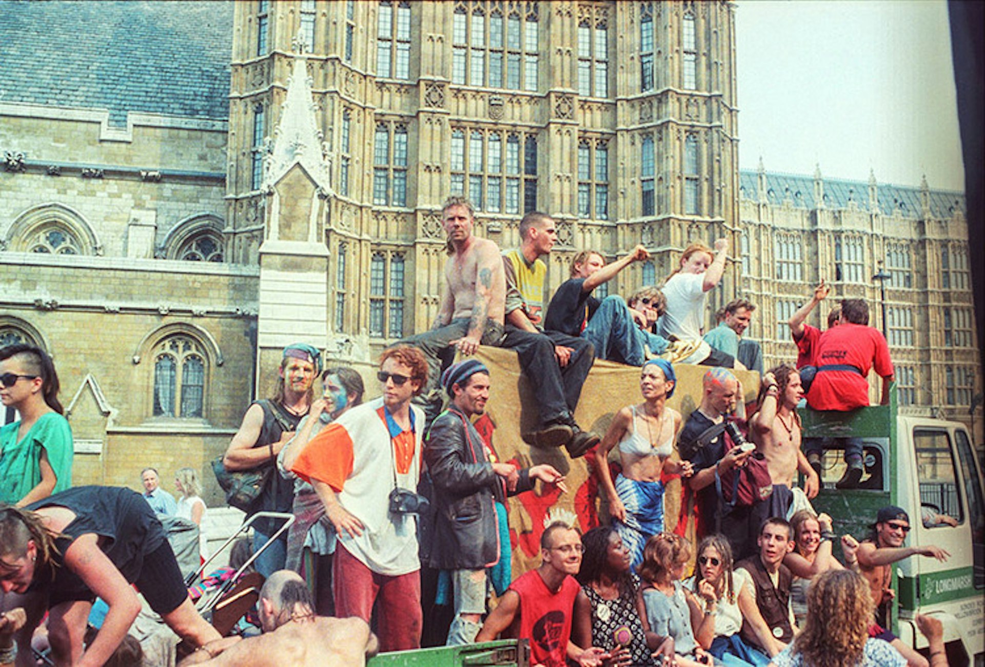 Protest of the Criminal Justice Bill in London, July 1994.