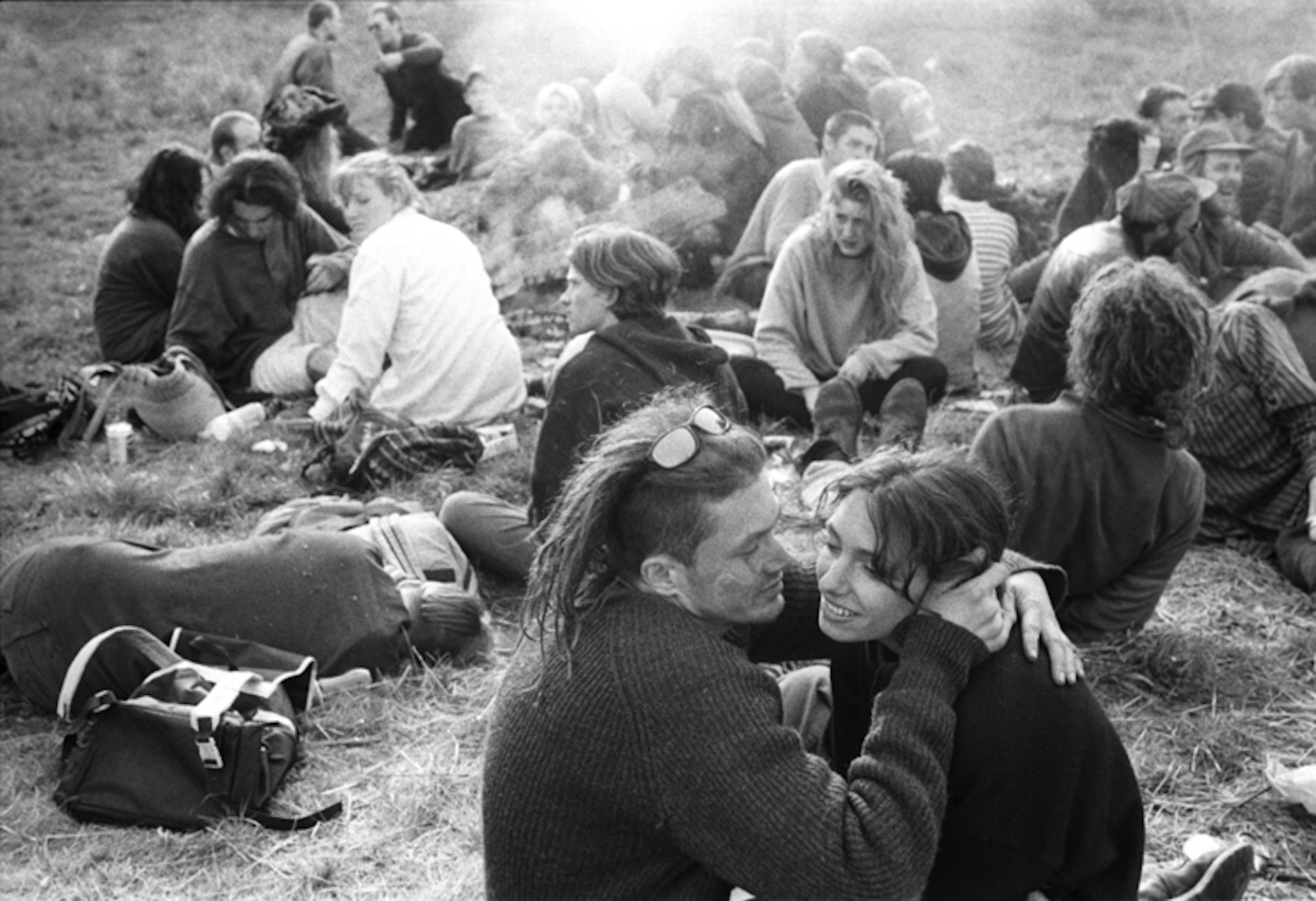 An afterparty in Wanstead Common, London, following the Anti-CJA march, 1994.
