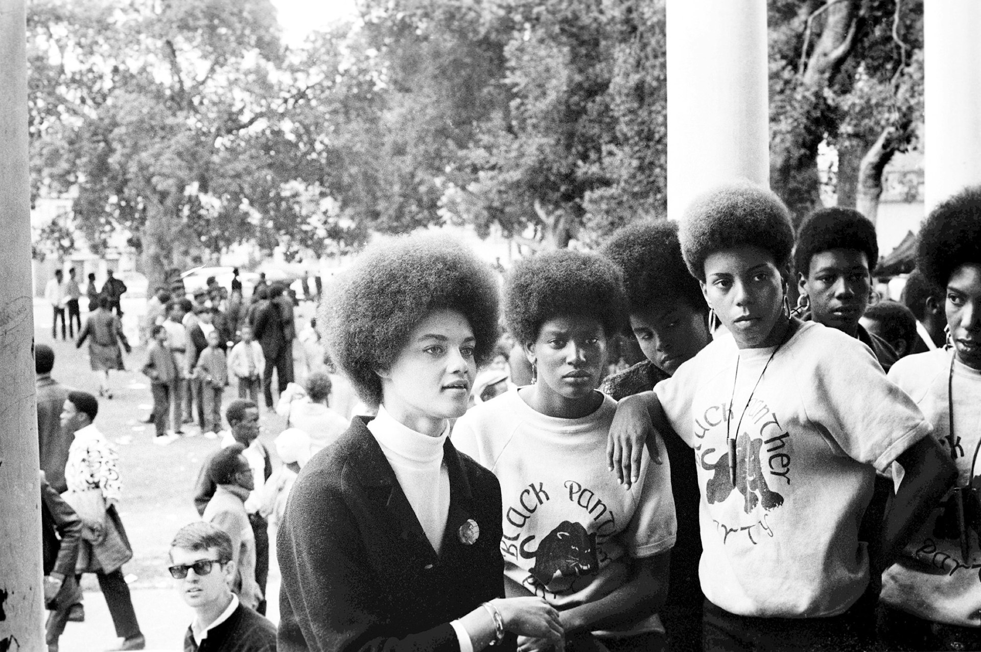 Kathleen Cleaver at a Free Huey rally in DeFremery Park, Oakland, 1968