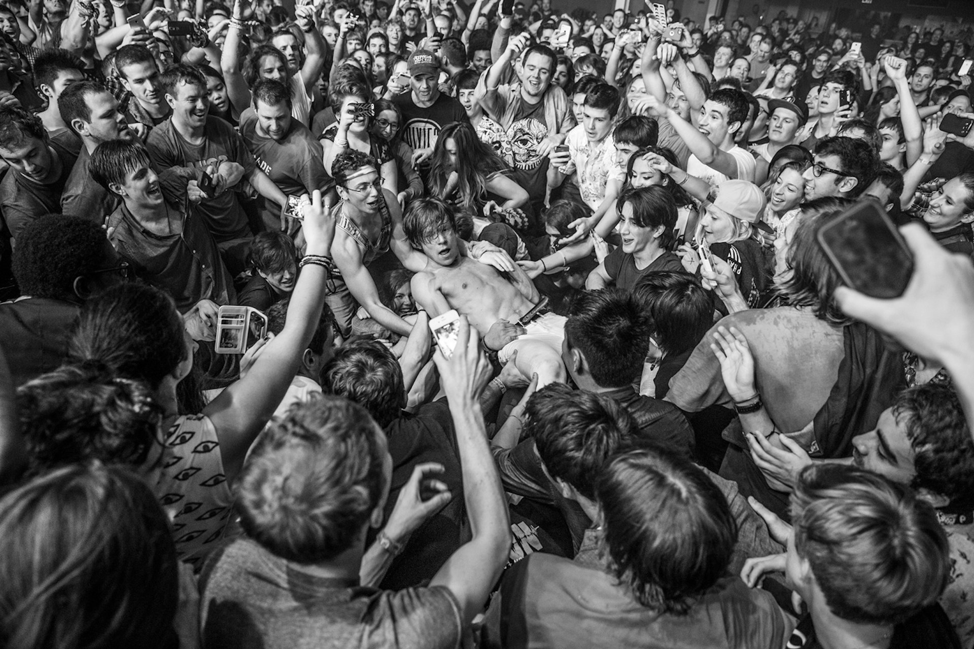 Matt Shultz of Cage the Elephant amid a crowd at New York's Terminal 5.