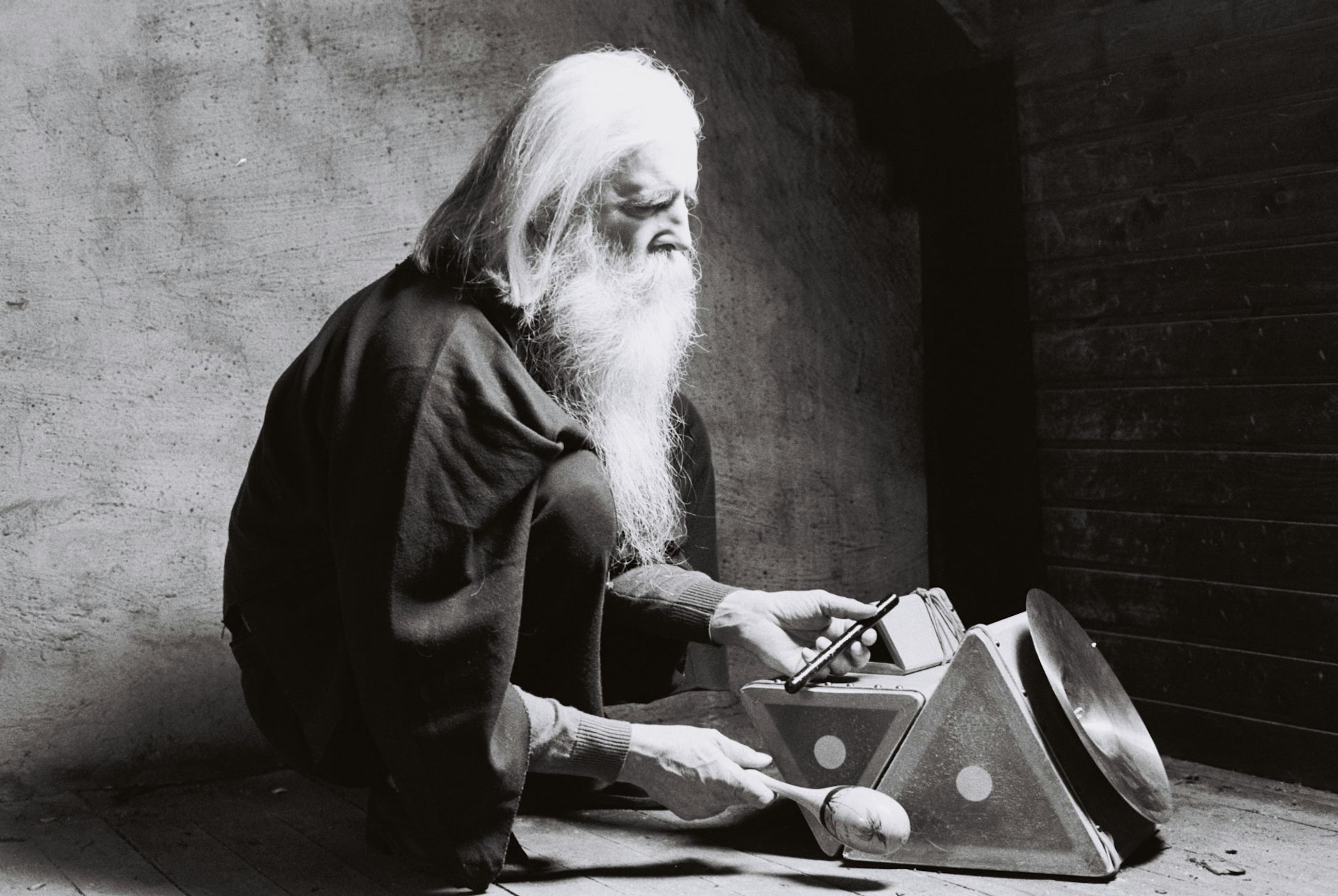 Moondog in Germany, circa 1980. Photo by Stefan Lakatos, courtesy Hark Pictures.