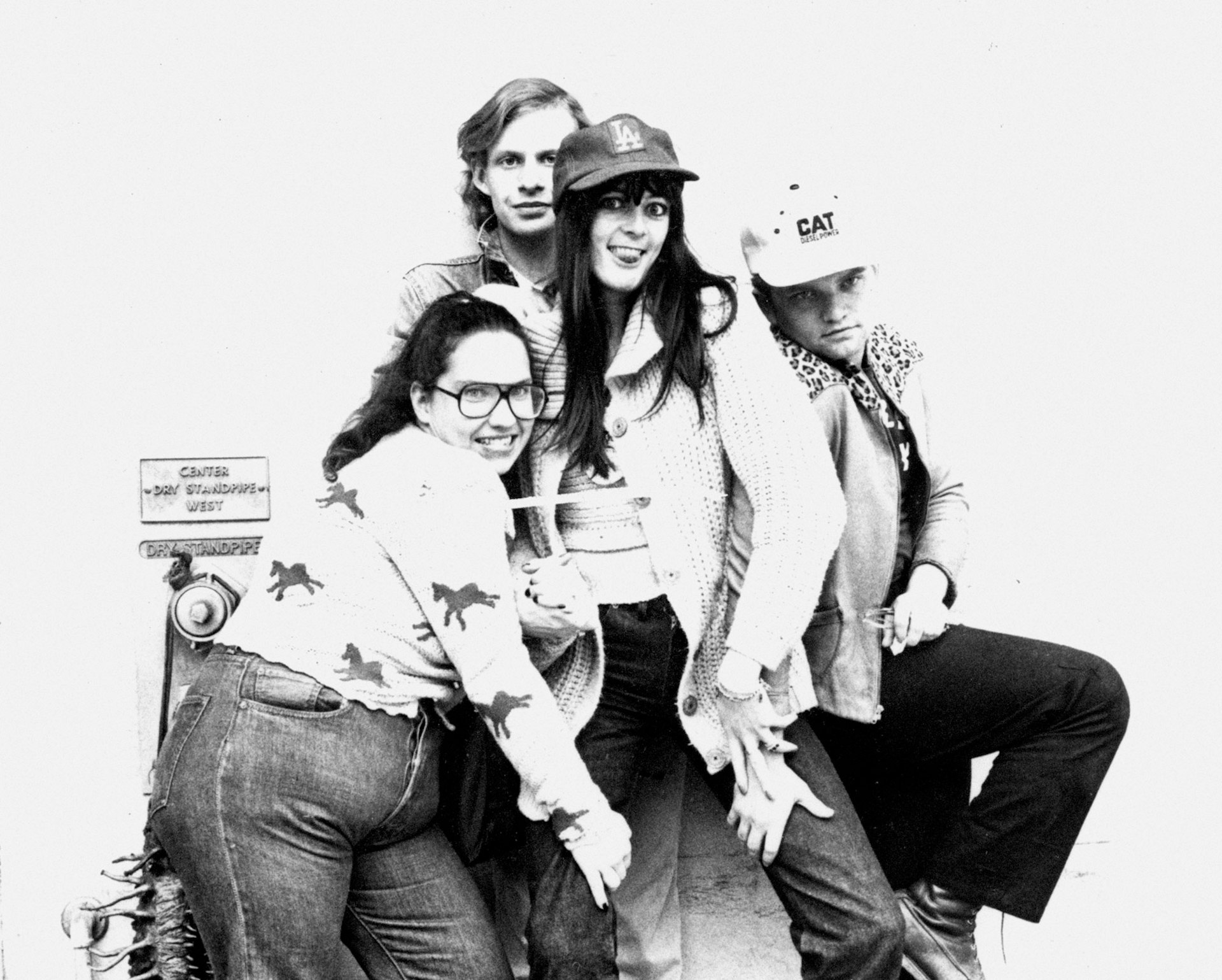 Out and about in Los Angeles with friends Kitten, Eric and Skot, 1976.