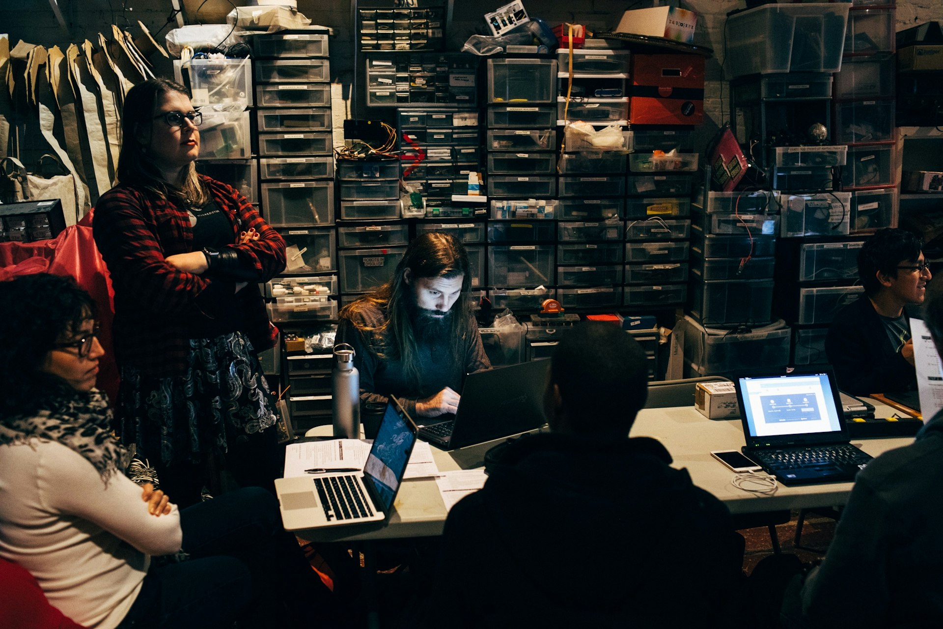 Hacker enthusiasts from all walks of life - researchers, journalists, everyday citizens gather at NYC Resistor, the home of New York's main CryptoParty chapter, to learn basic encryption skills that can be easily passed on and picked up by anyone.