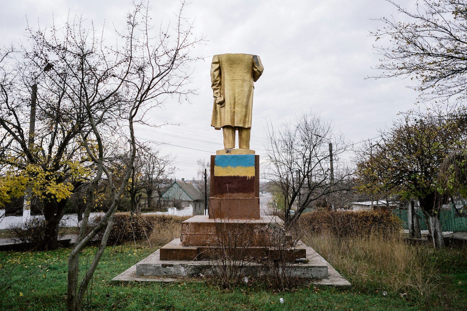 A decapitated Lenin statue in Chabo. Chabo, Odessa region, 21 nov 2015