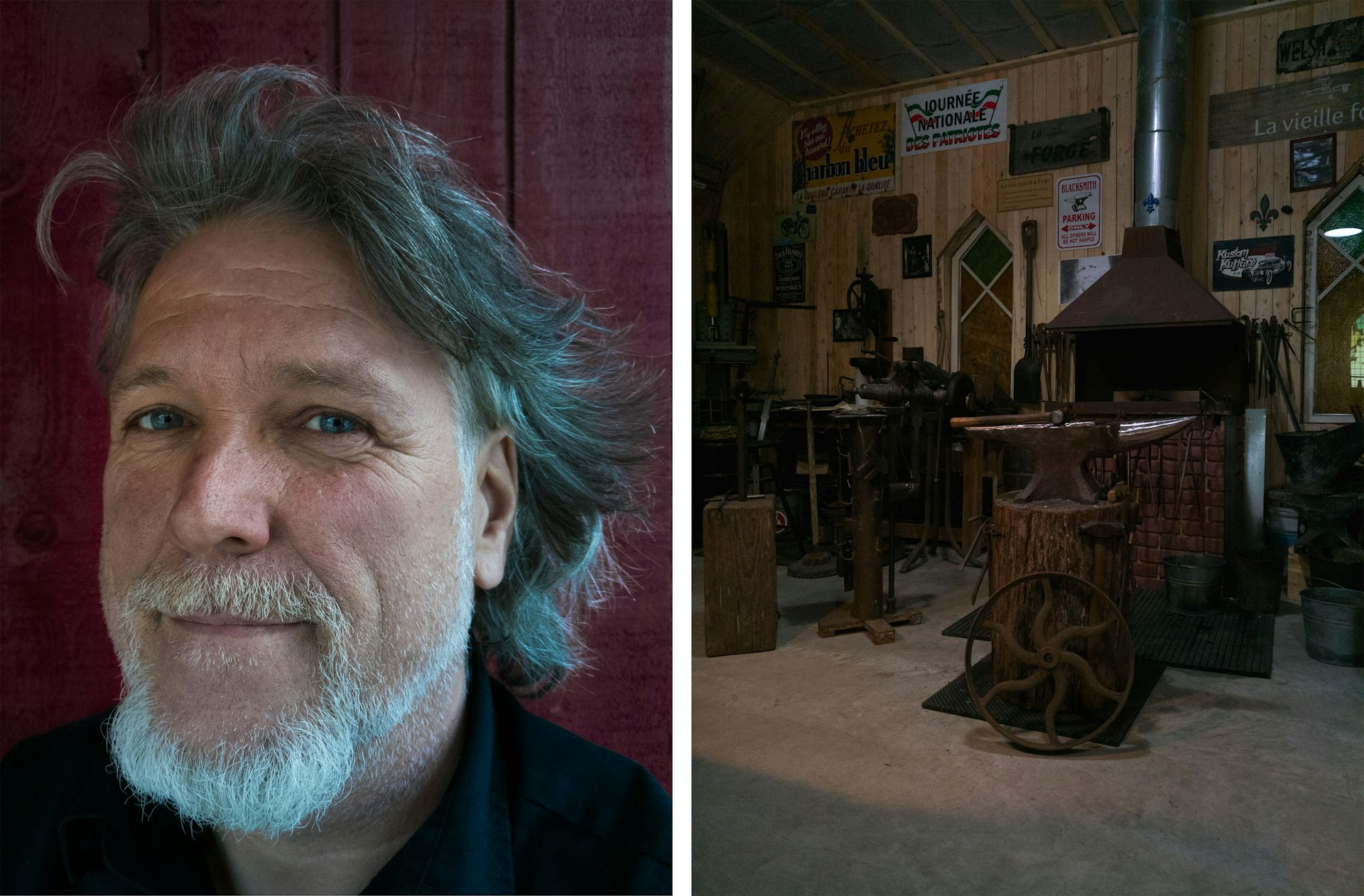 Sylvain Rondeau, a blacksmith, just moved to Inverness, attracted by the bronze foundry, the bucolic setting and the potential for community building.