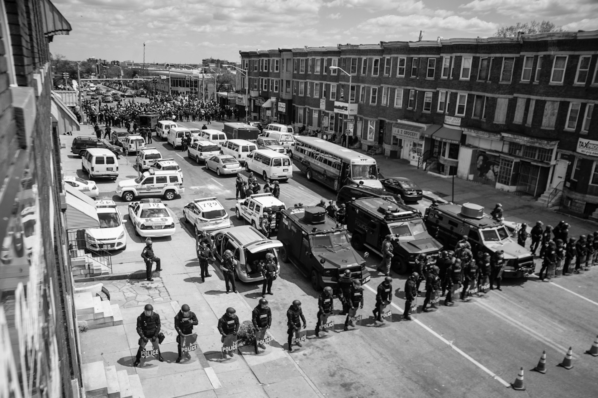 ‘Standoff’ Photo by Michael A. McCoy. Baltimore Uprising, Baltimore, MD, 2015.