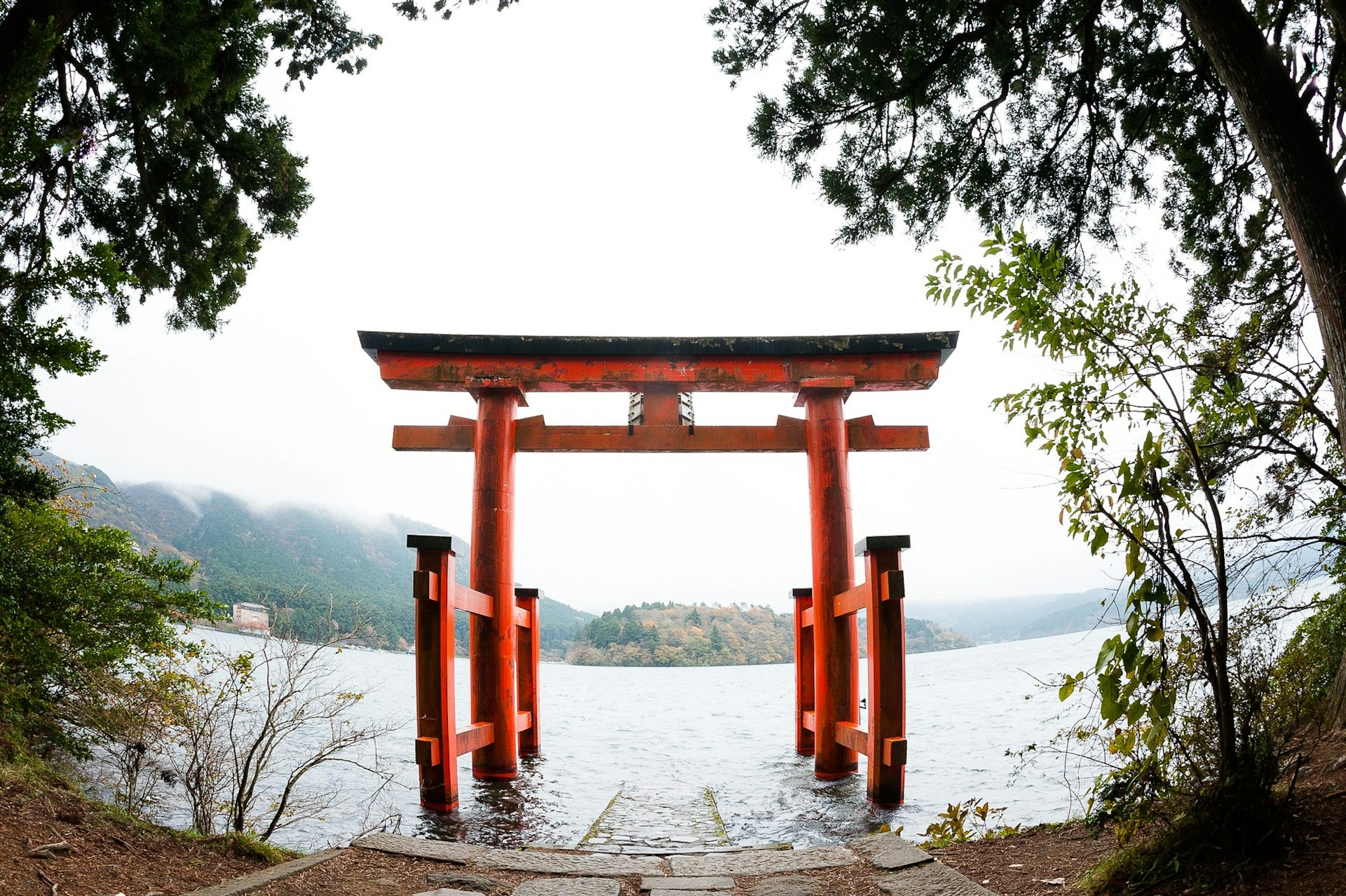 Hakone Shrine entrance at Lake Ashi, Kanagawa. 