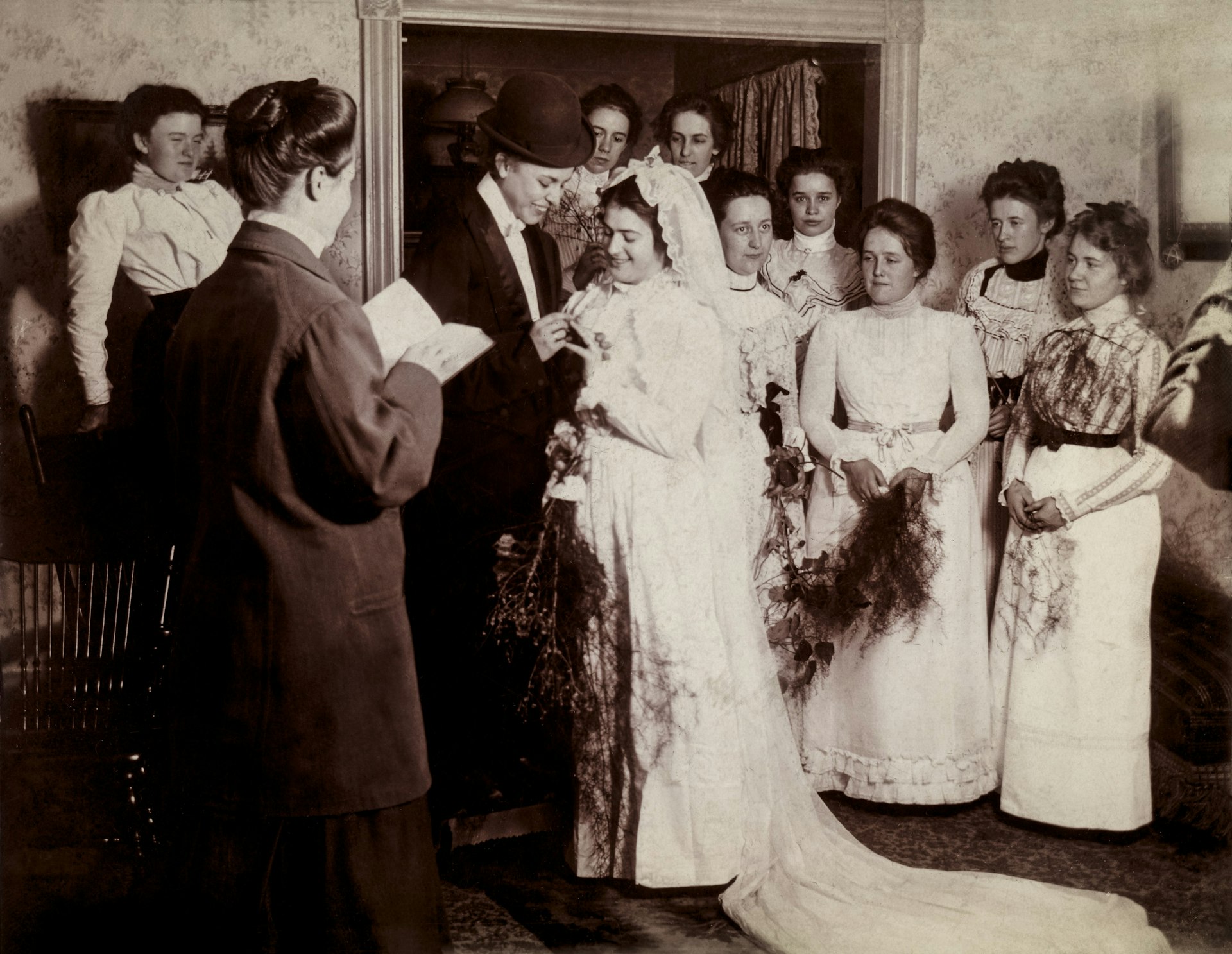 Mock wedding, United States, circa 1900.