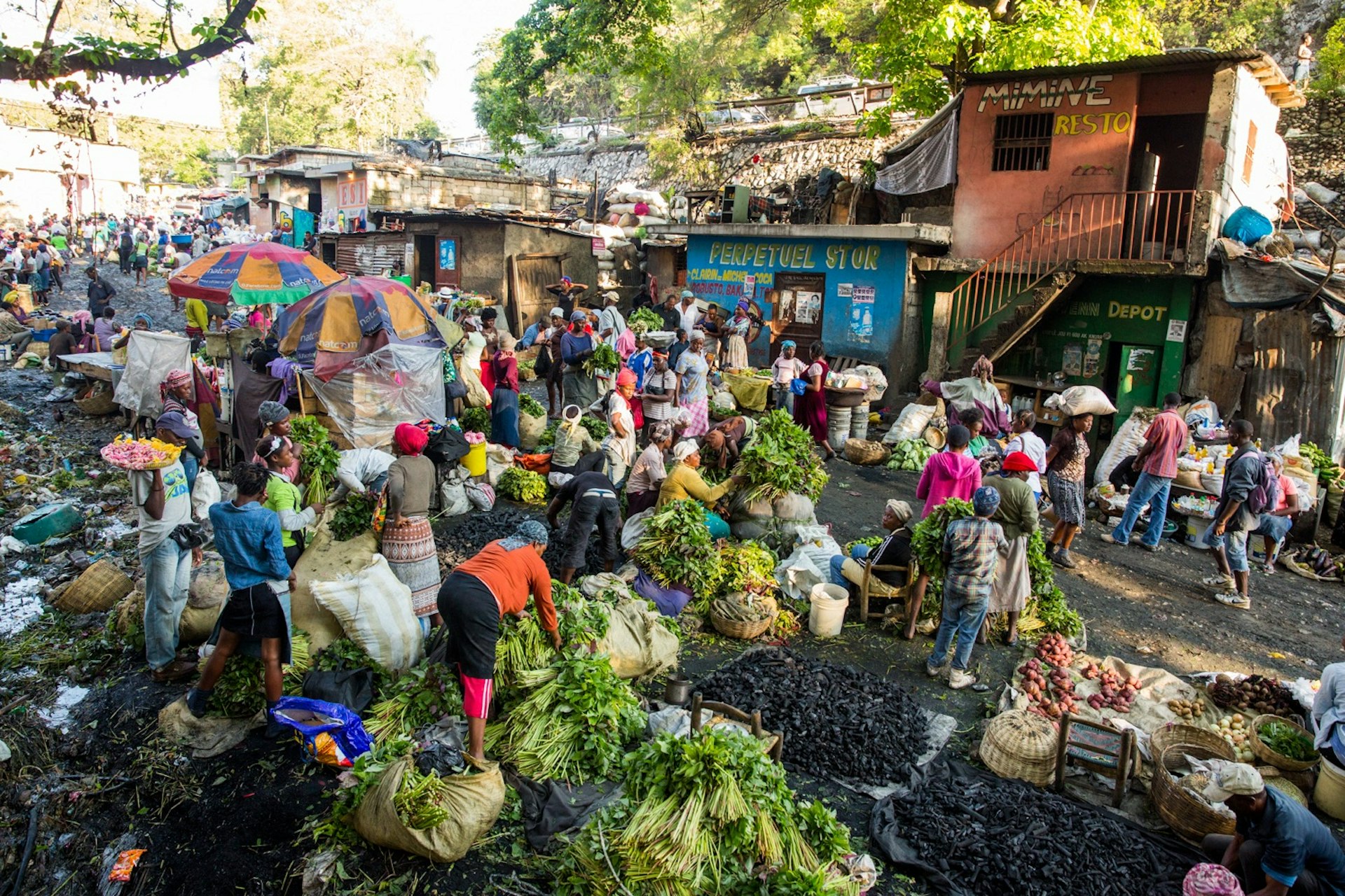 A food market in Pelerin 2, a neighborhood in Petion-Ville, Port-au- Prince.