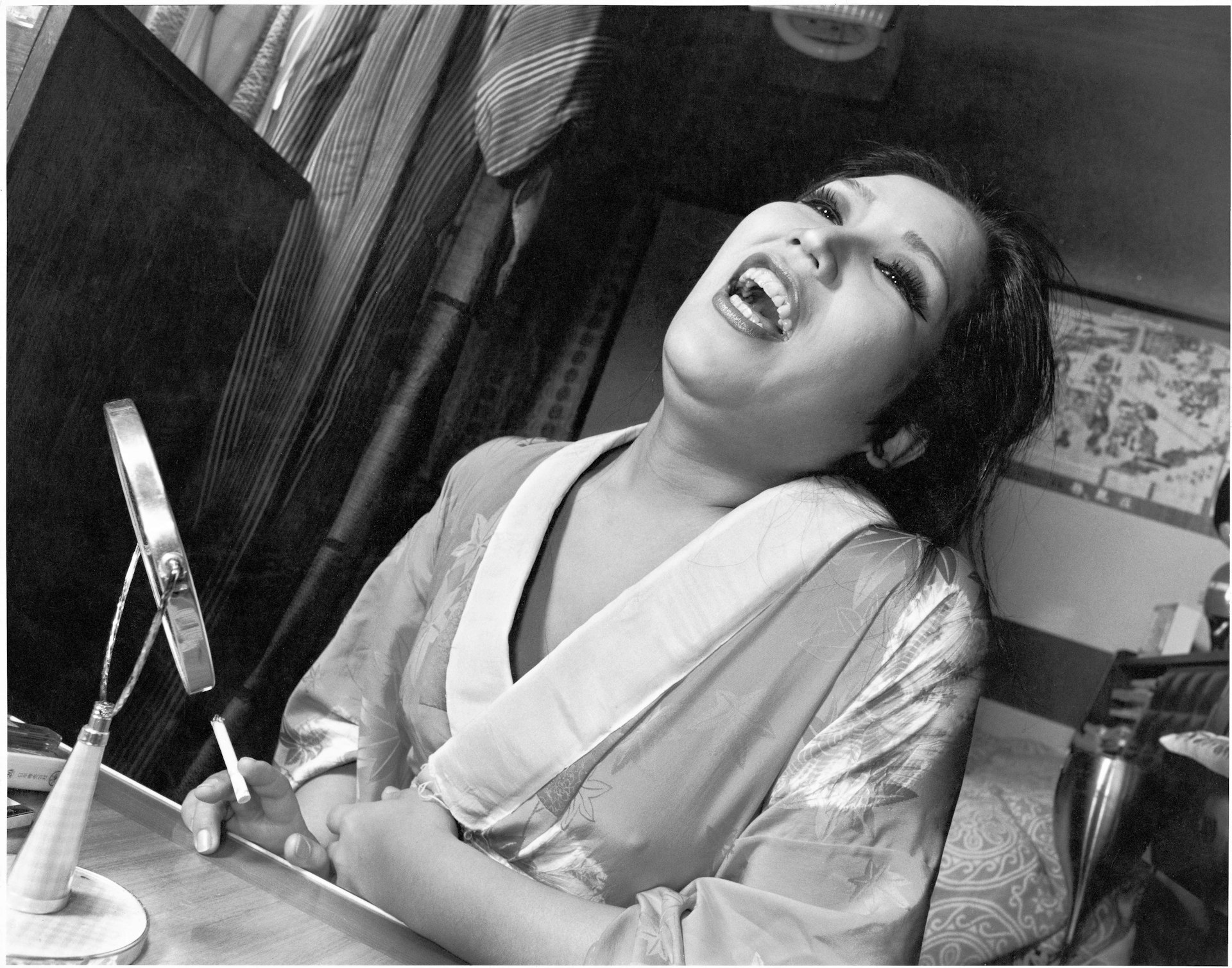 Sister Akane, at home, laughing. Ikebukuro, Honcho, 1977 From the series Flash Up, 1975 -1979 Collection of Mark Pearson, Zen Foto Gallery