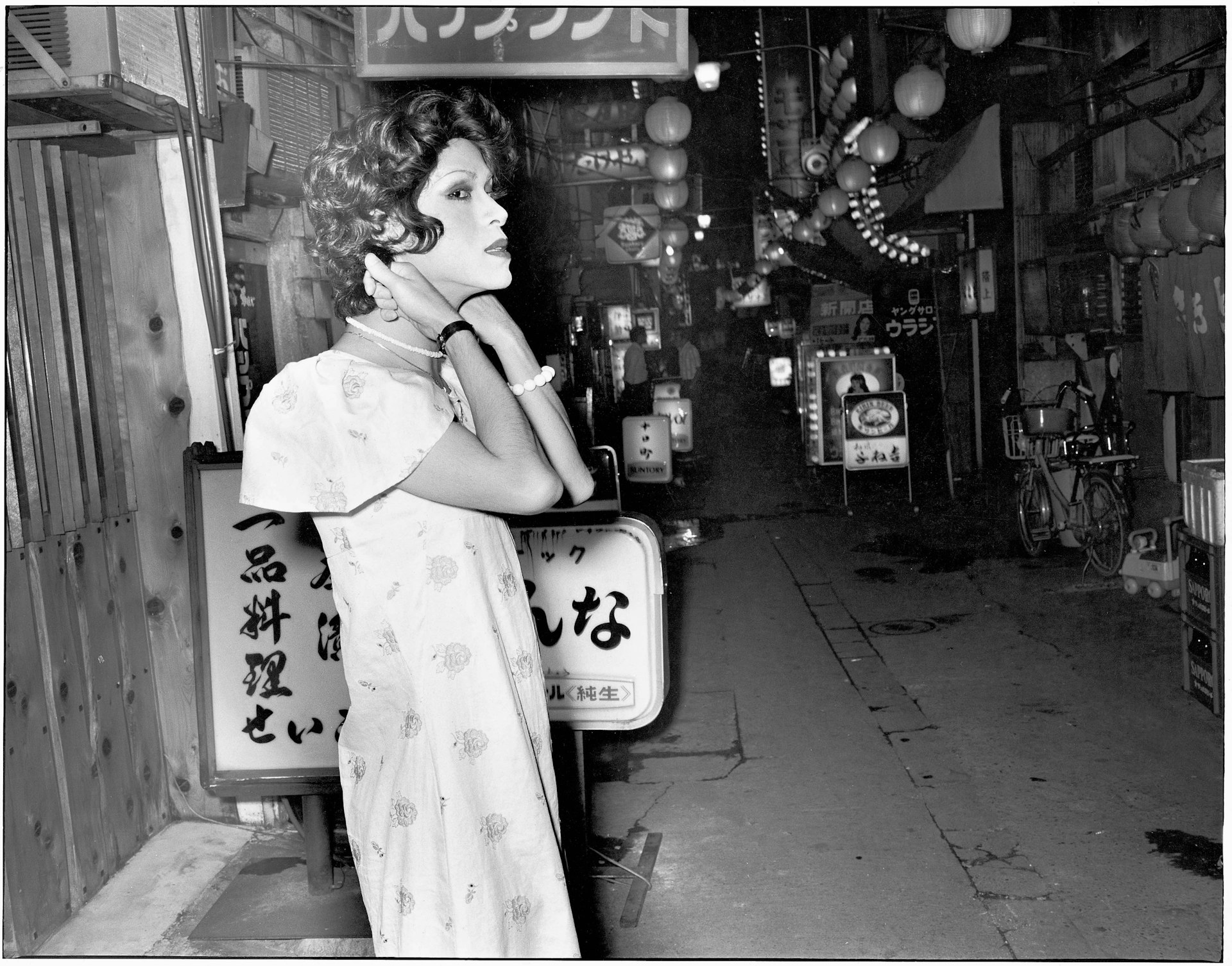 Even though there's no sign of any customers... near Ikebukuro, Hikarimachi Ohashi, 1975. From the series Flash Up, 1975 -1979 Collection of Mark Pearson, Zen Foto Gallery