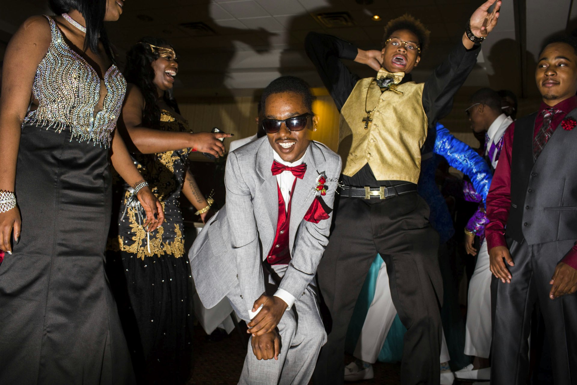 Unidentified students dance during their high school prom on Saturday, May 21, 2016 in Flint, Michigan.