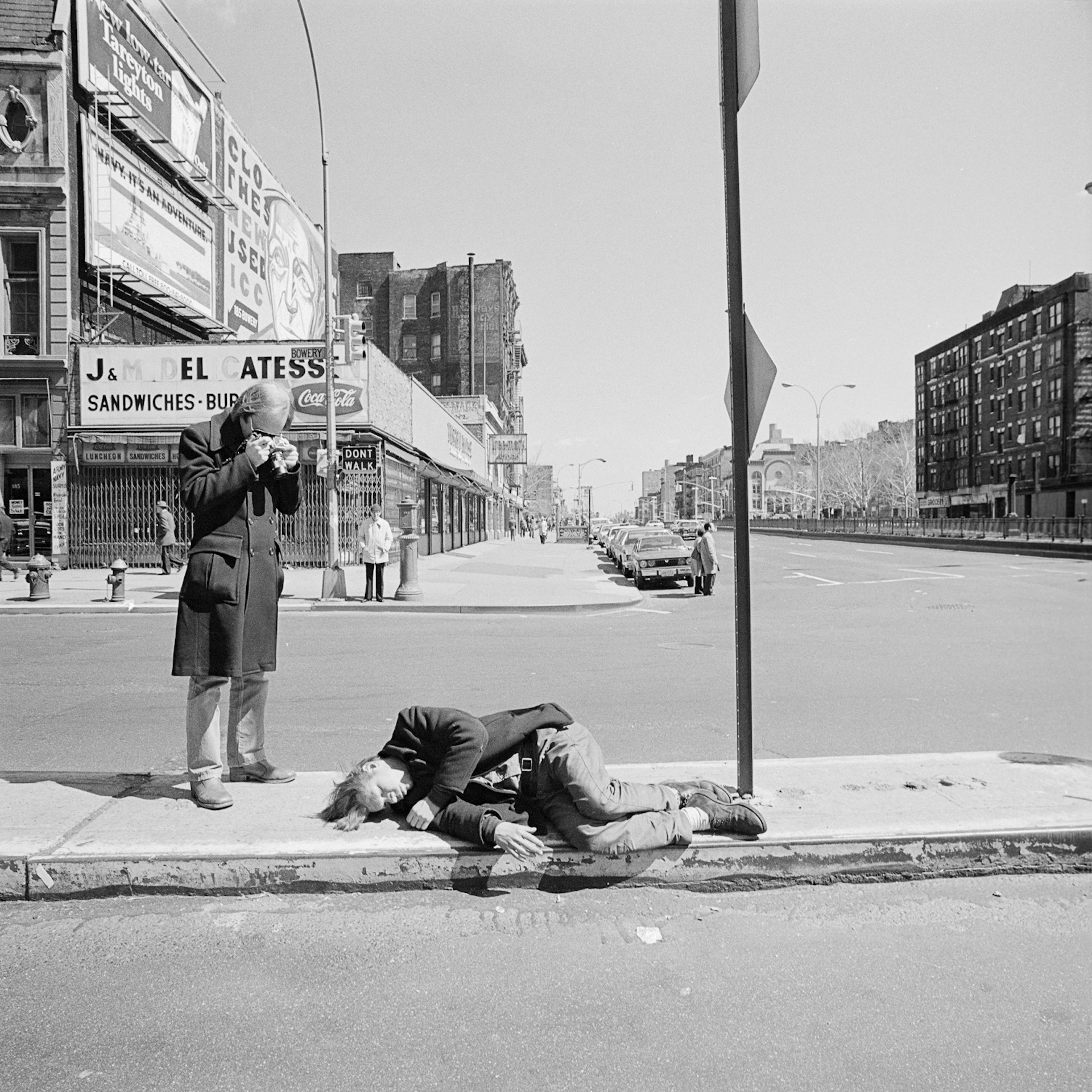 Photographing on the Bowery, NY, NY April 1977