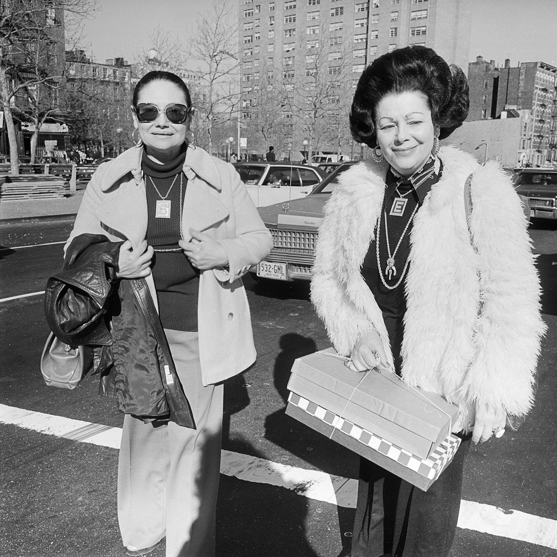 Women with gift boxes NY, NY April 1978