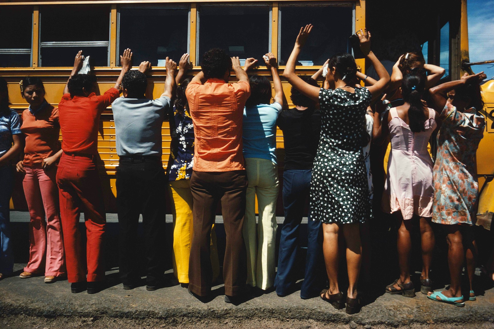 Everyone traveling by car, truck, bus or foot is searched, Ciudad Sandino, Nicaragua 1978