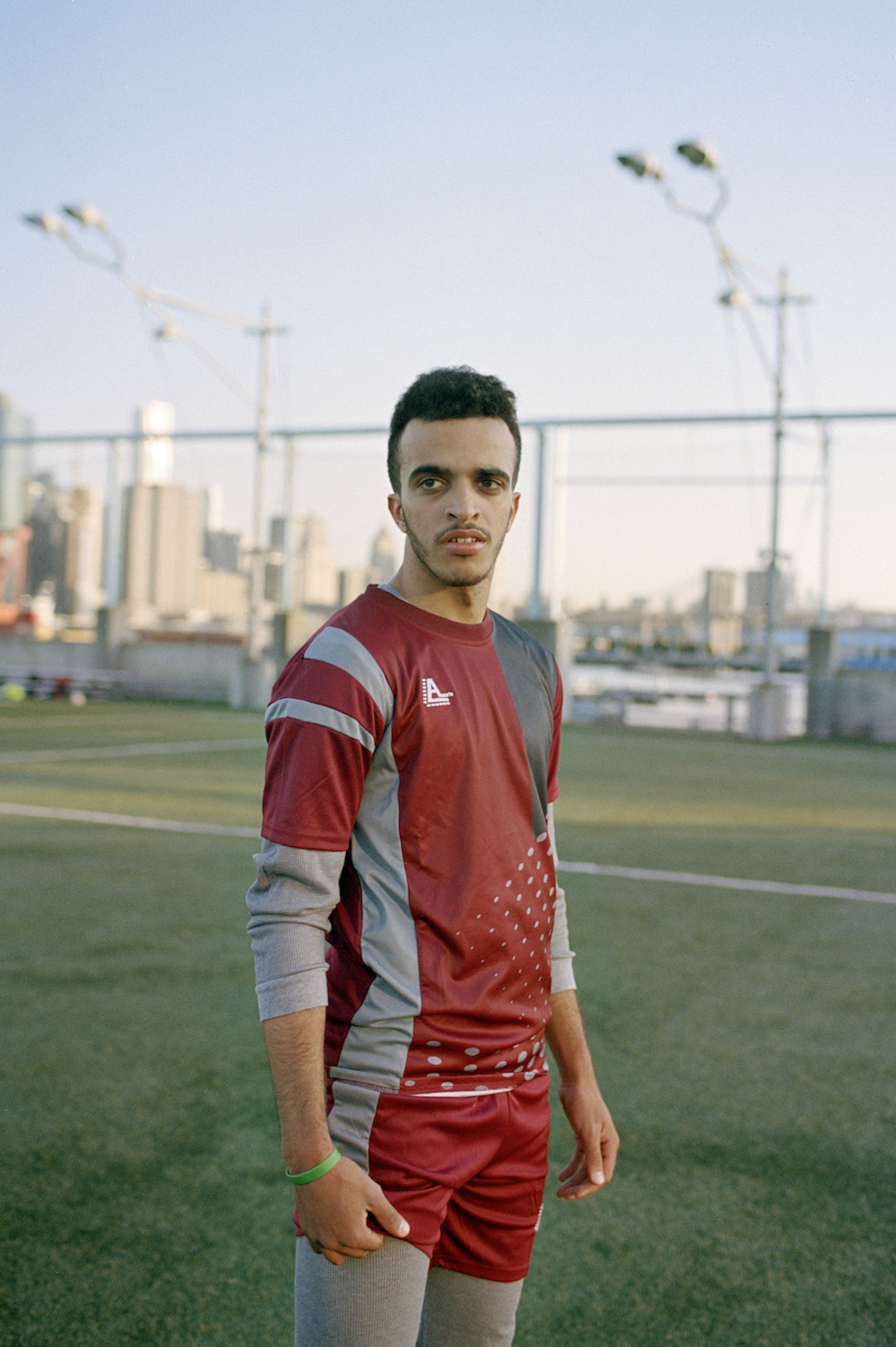 Hamoud Almathil on the field during a training session on an early Saturday morning in Brooklyn, New York.