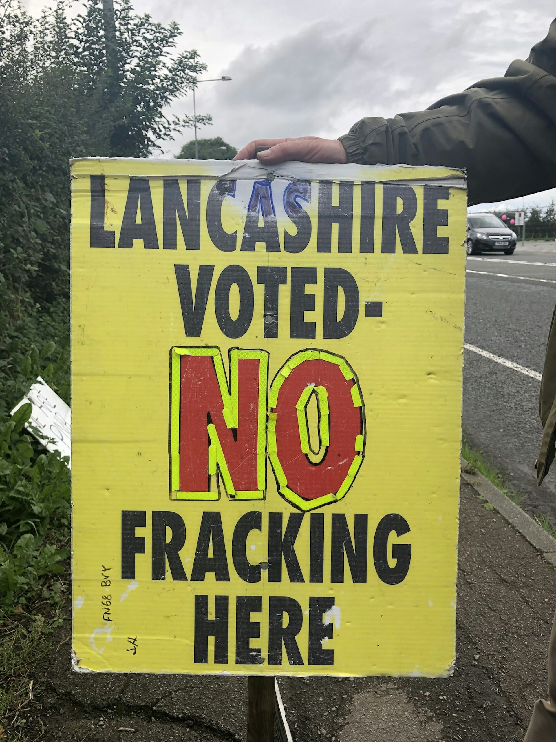 An antifracking protest sign